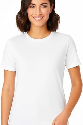 Camiseta feminina 100% algodão gola redonda