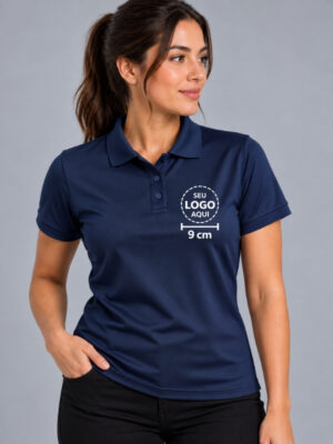 Polo Babylook - PV - DTF - Azul marinho