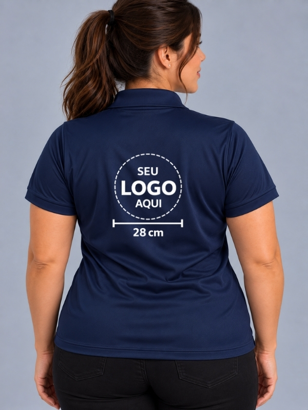 Polo Babylook - PV - DTF - Azul marinho