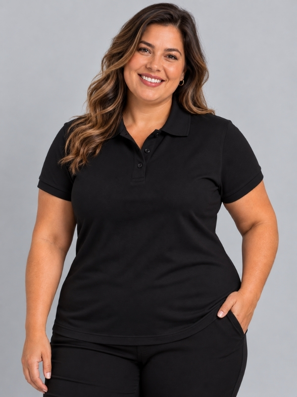 Polo Babylook - Piquet PA - plus size - Preto