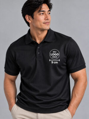 Polo Tradicional - PV - DTF - Preto