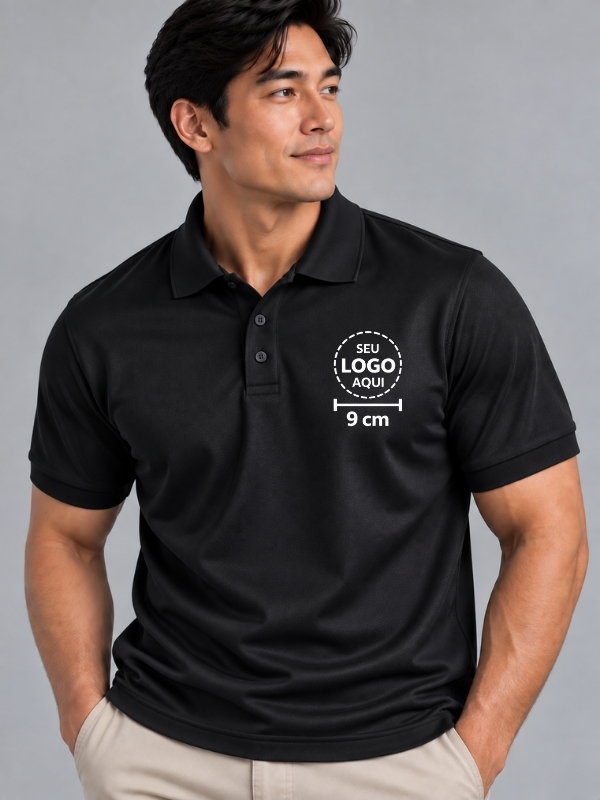 Polo Tradicional - PV - DTF - Preto