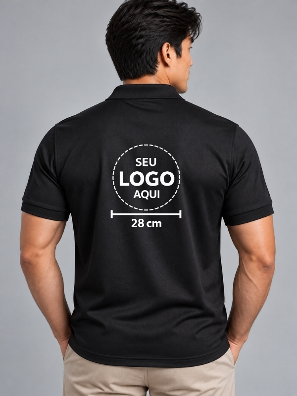 Polo Tradicional - PV - DTF - Preto