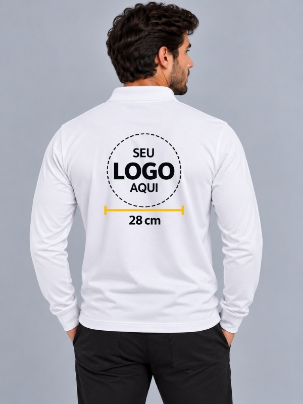 Polo Tradicional - PV - costas - personalizavel - branco