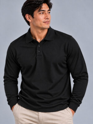 Polo Tradicional - PV - personalizavel - preto